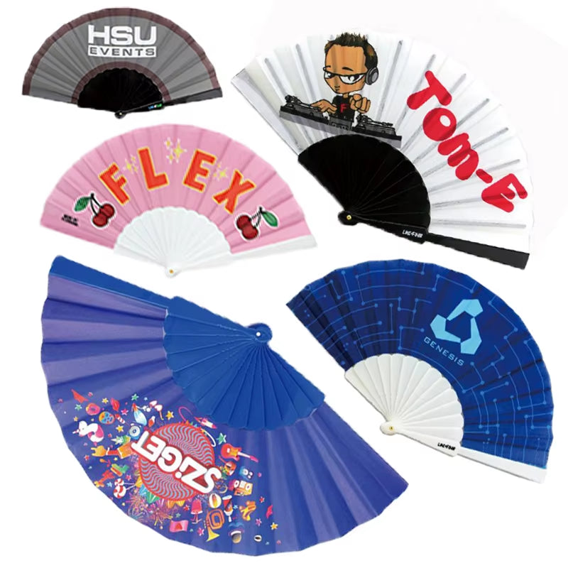 Customized Personalized High Quality Hand Fans Plastic Ribs Custom Printed Folding Hand Fan